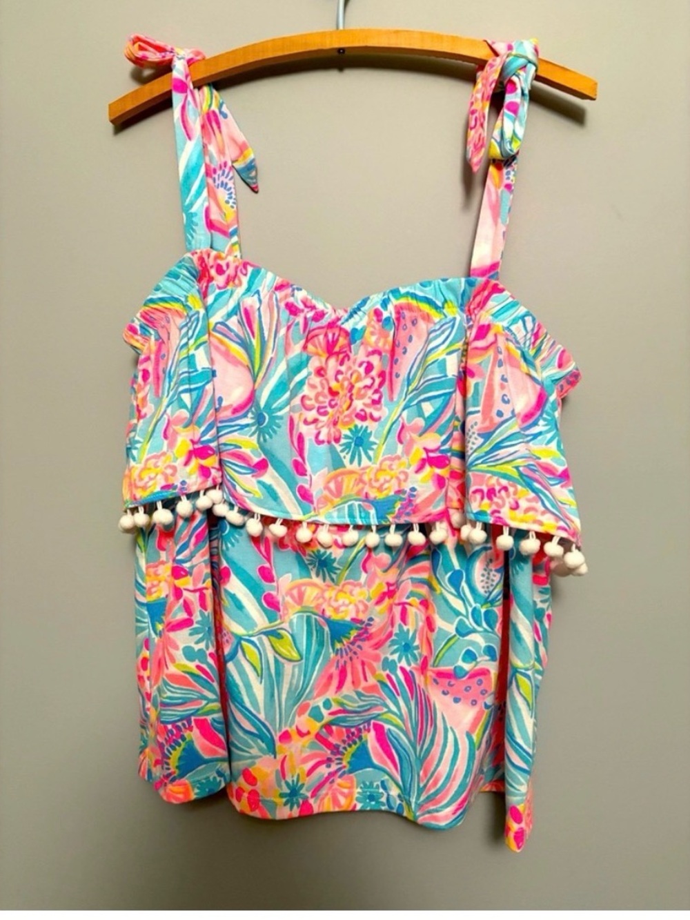 Lilly Pulitzer top with white pom pom details